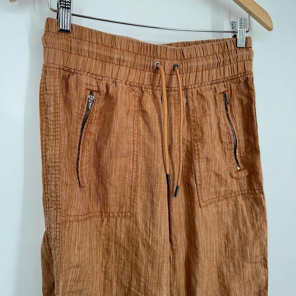 Athleta Cabo Linen Textured Wide Leg Pants Rain Dance Seina Beige - Picture 9 of 15